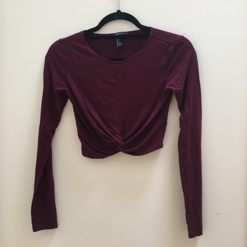 Forever 21 Cropped Knotted Shirt